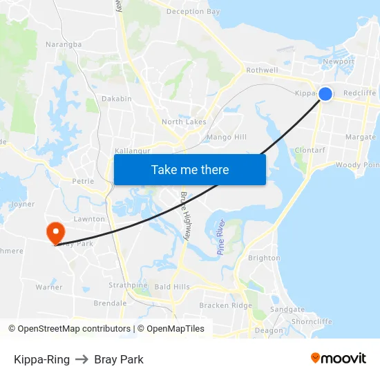 Kippa-Ring to Bray Park map