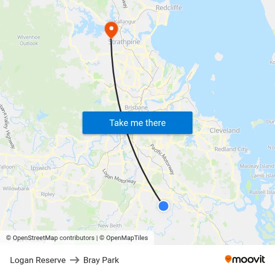 Logan Reserve to Bray Park map