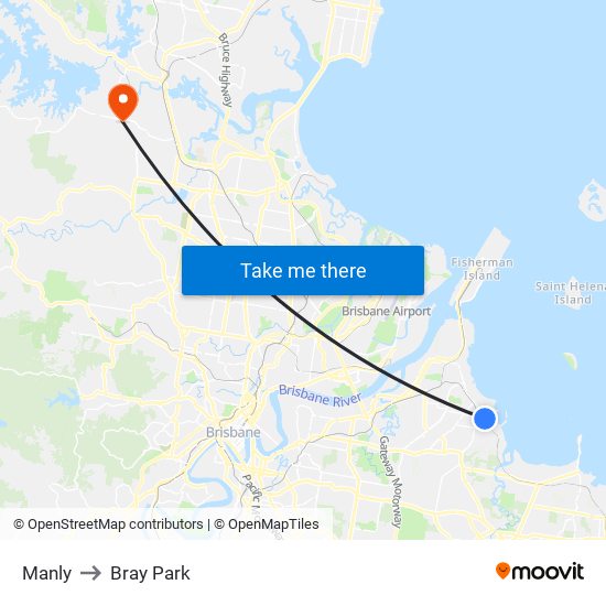 Manly to Bray Park map