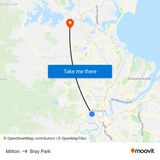 Milton to Bray Park map