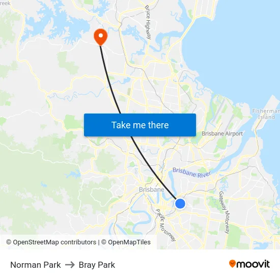 Norman Park to Bray Park map