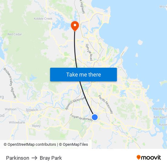 Parkinson to Bray Park map