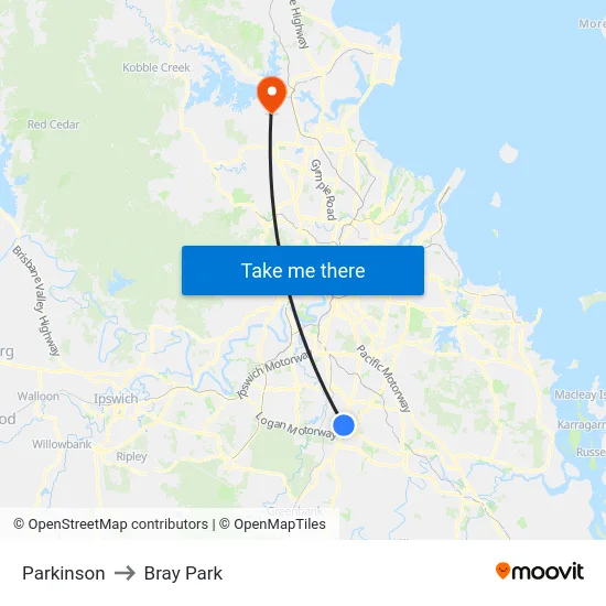 Parkinson to Bray Park map