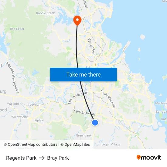 Regents Park to Bray Park map