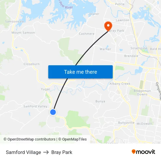 Samford Village to Bray Park map
