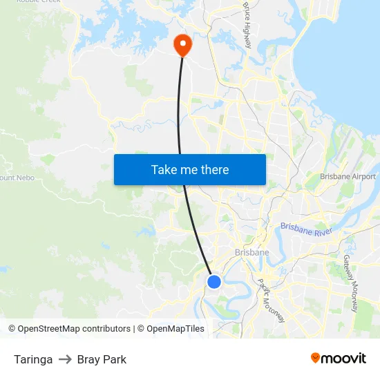 Taringa to Bray Park map