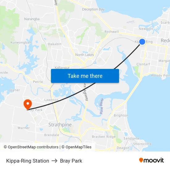 Kippa-Ring Station to Bray Park map