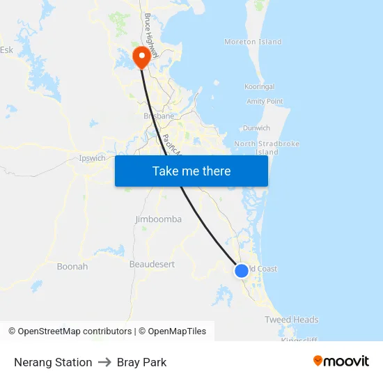 Nerang Station to Bray Park map