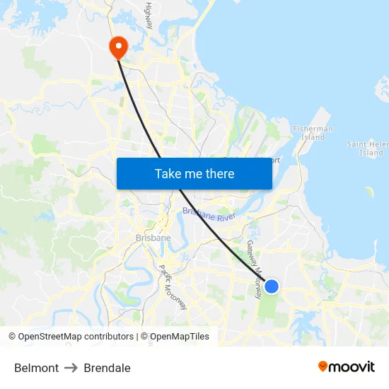 Belmont to Brendale map