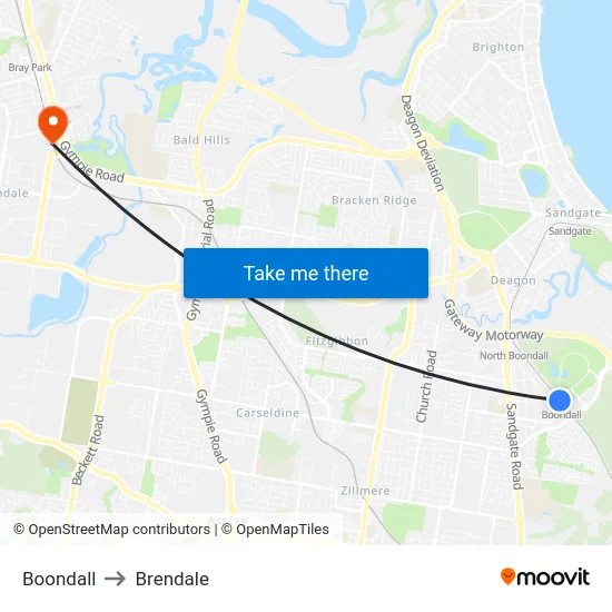 Boondall to Brendale map