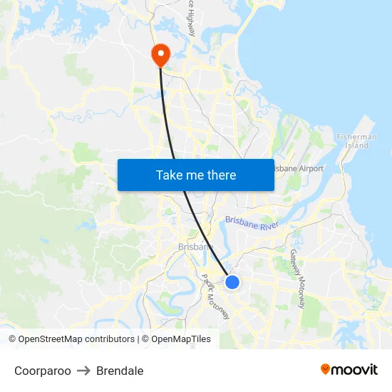 Coorparoo to Brendale map