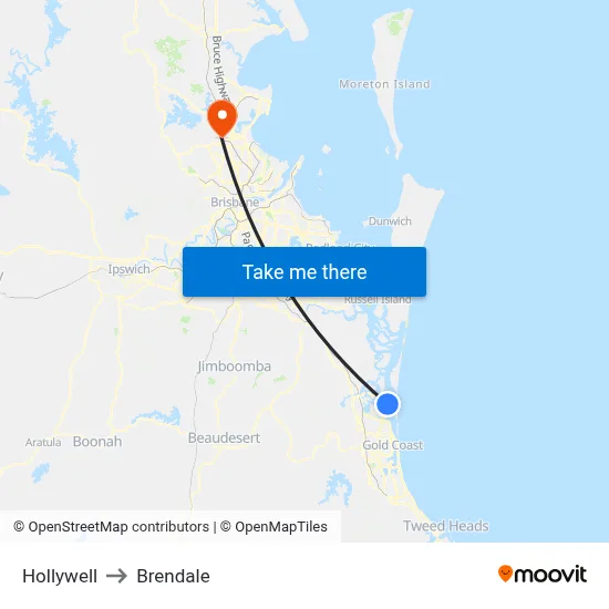 Hollywell to Brendale map