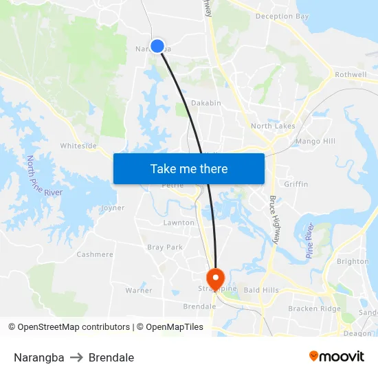 Narangba to Brendale map