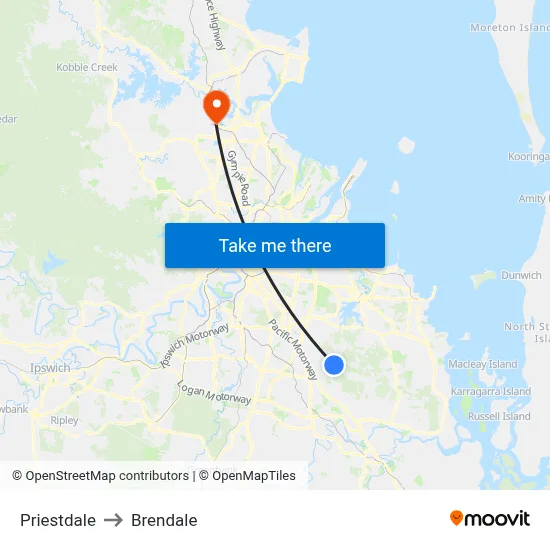 Priestdale to Brendale map