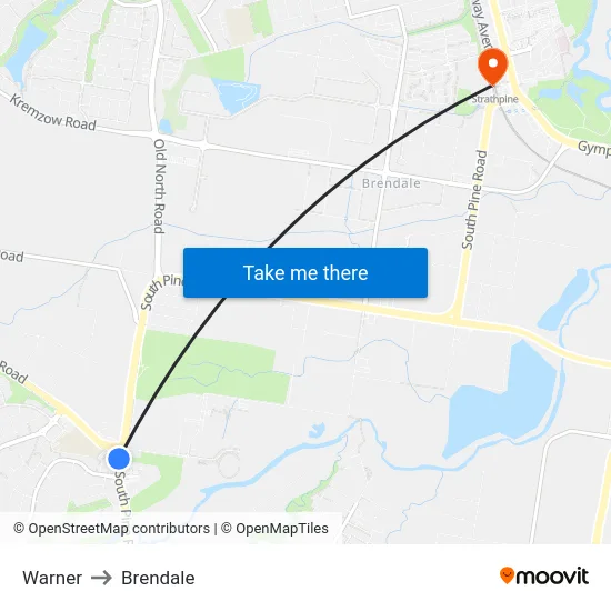 Warner to Brendale map