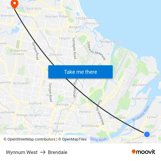 Wynnum West to Brendale map