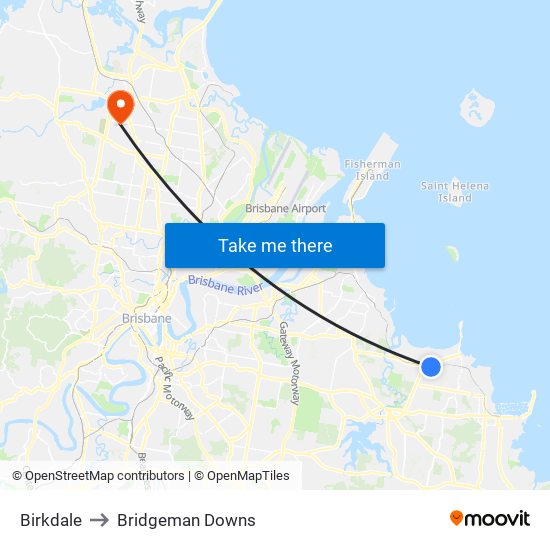 Birkdale to Bridgeman Downs map