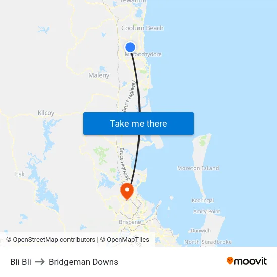 Bli Bli to Bridgeman Downs map