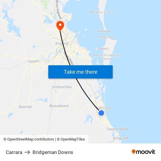 Carrara to Bridgeman Downs map