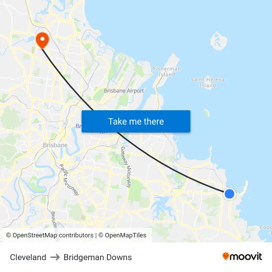Cleveland to Bridgeman Downs map