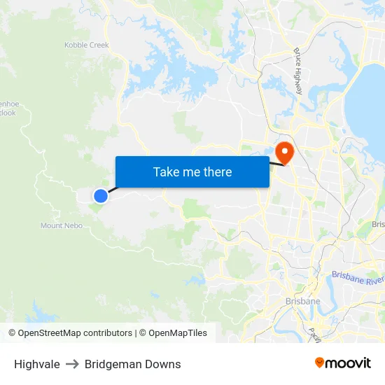 Highvale to Bridgeman Downs map