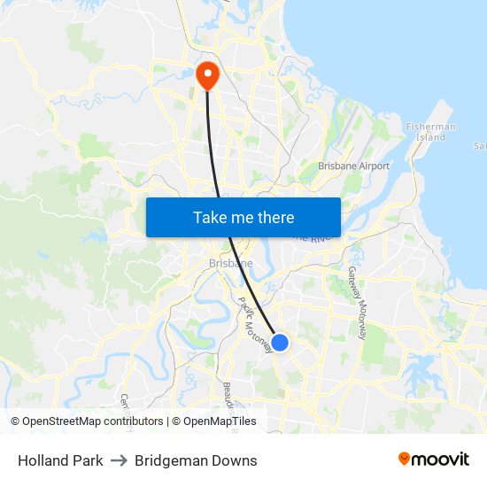 Holland Park to Bridgeman Downs map