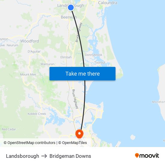 Landsborough to Bridgeman Downs map