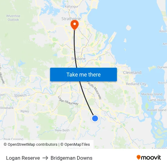 Logan Reserve to Bridgeman Downs map
