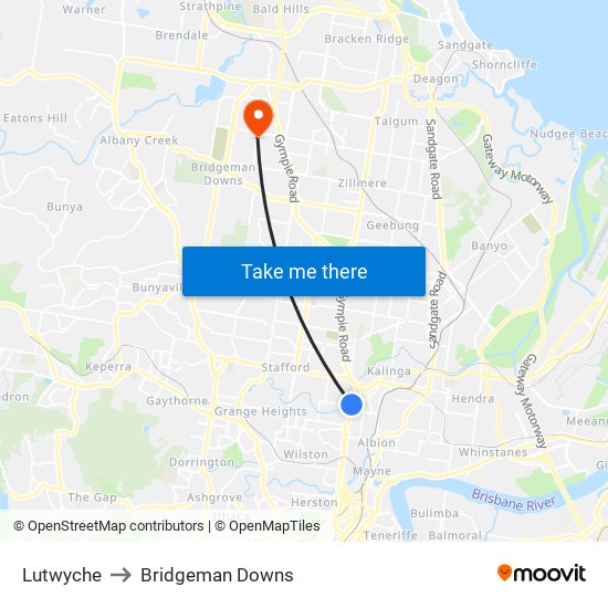 Lutwyche to Bridgeman Downs map