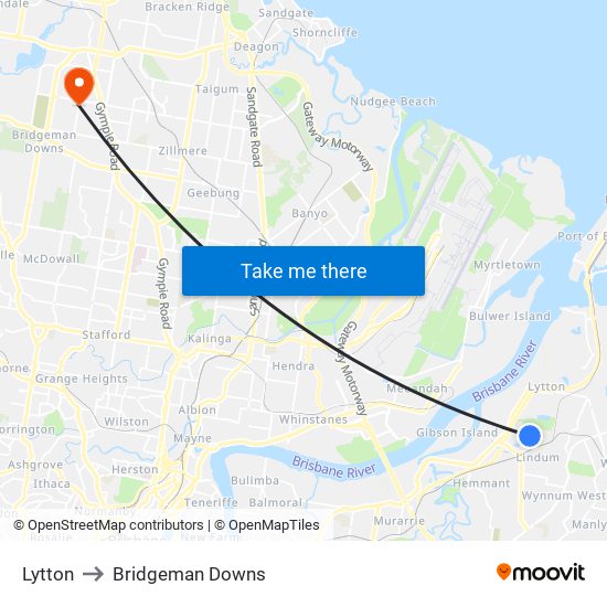 Lytton to Bridgeman Downs map