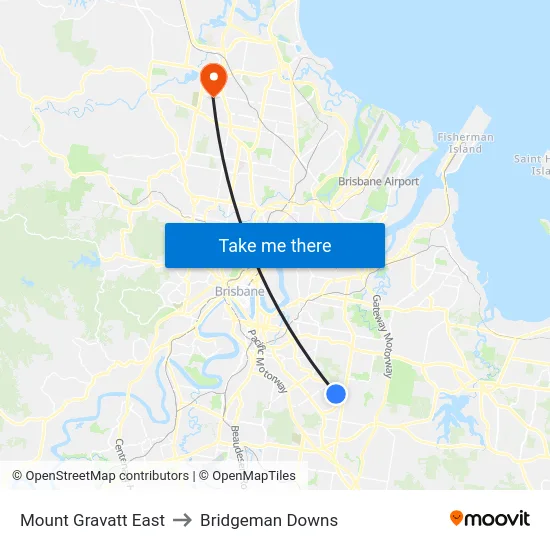 Mount Gravatt East to Bridgeman Downs map