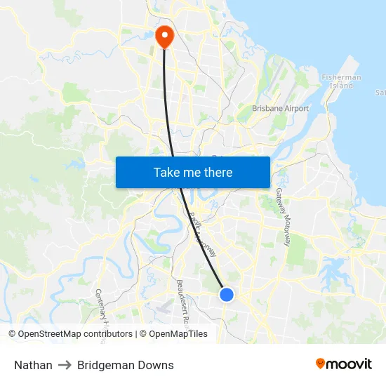 Nathan to Bridgeman Downs map