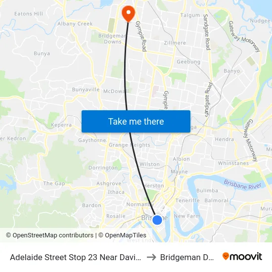Adelaide Street Stop 23 Near David Jones to Bridgeman Downs map
