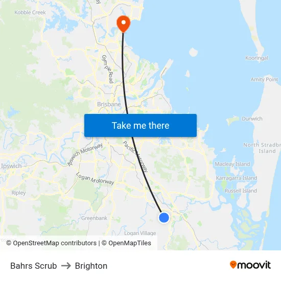 Bahrs Scrub to Brighton map