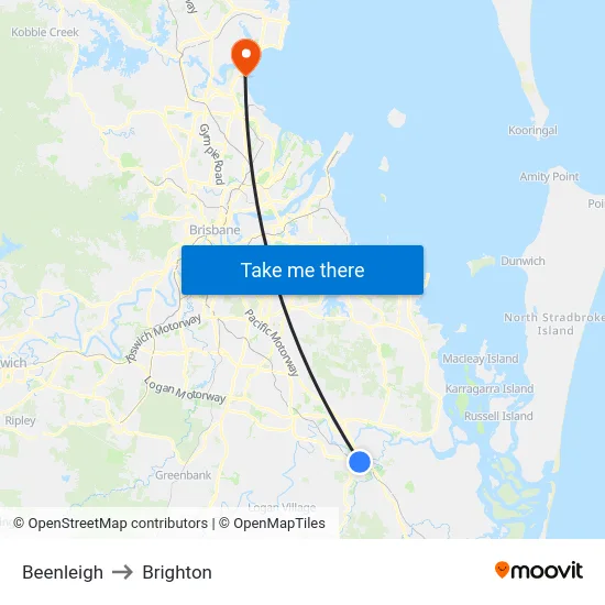 Beenleigh to Brighton map