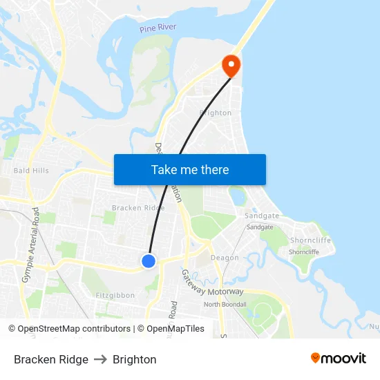 Bracken Ridge to Brighton map