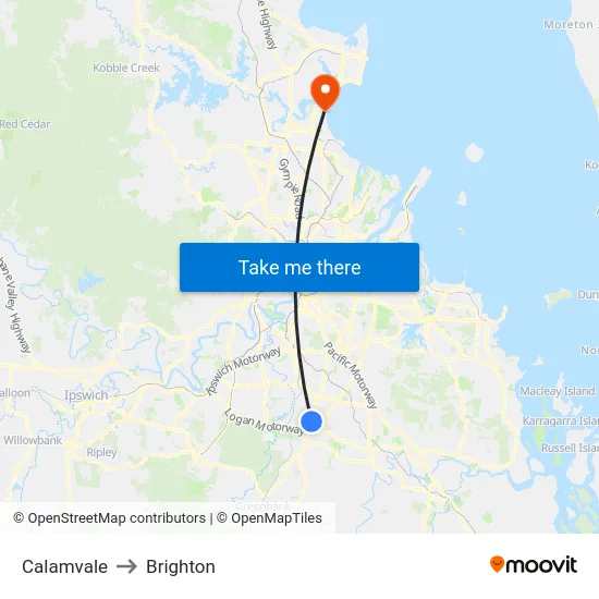 Calamvale to Brighton map