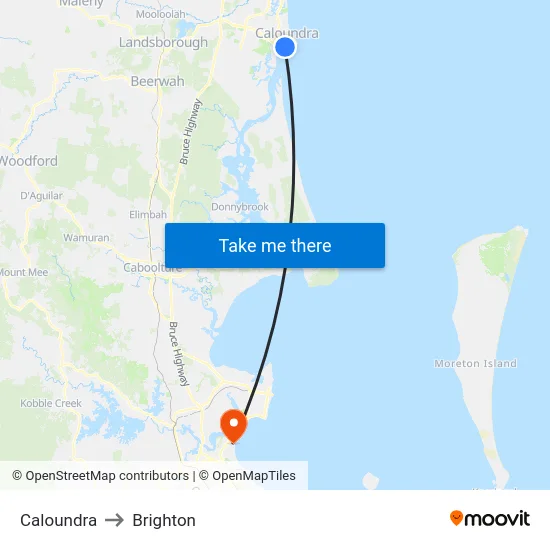 Caloundra to Brighton map
