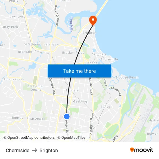 Chermside to Brighton map