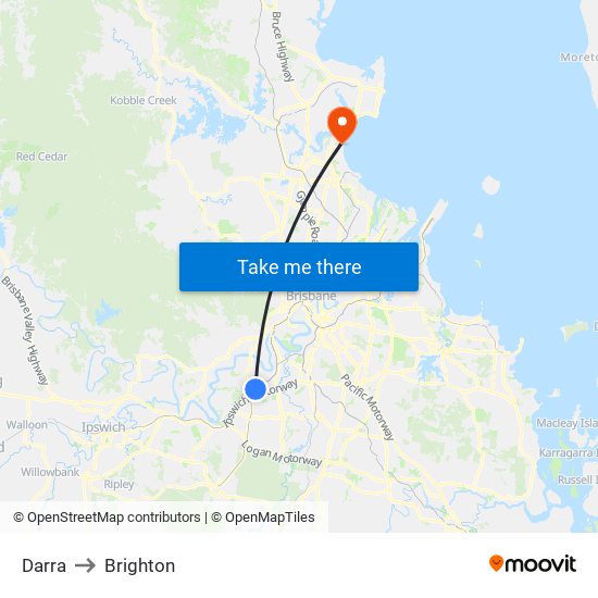 Darra to Brighton map