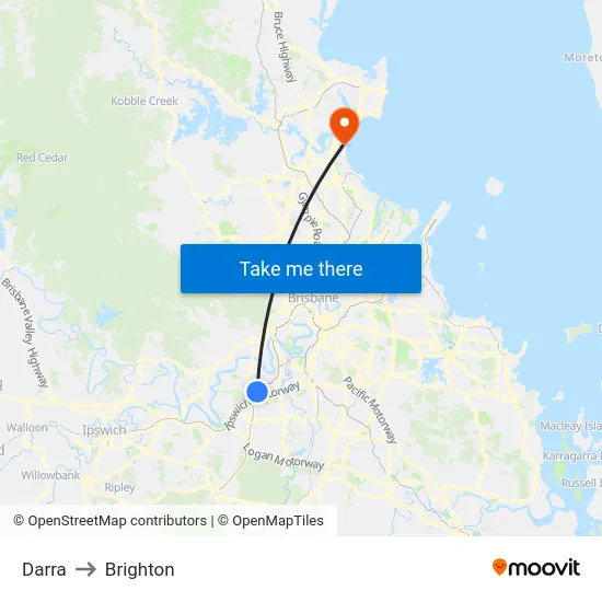 Darra to Brighton map