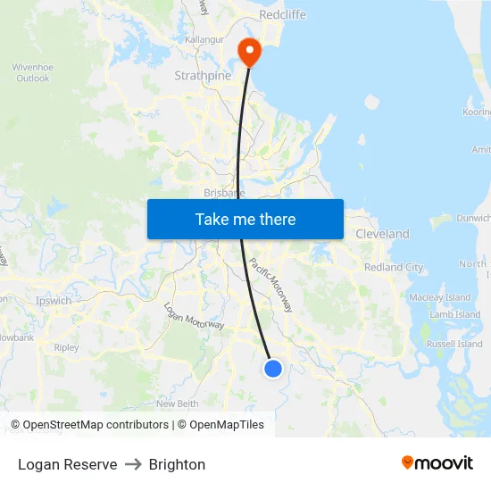 Logan Reserve to Brighton map