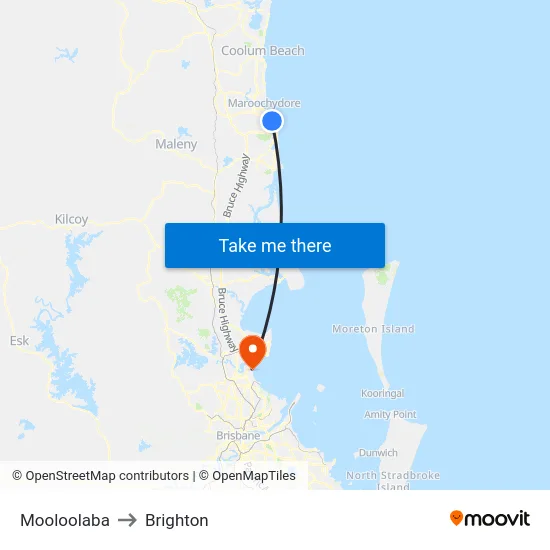 Mooloolaba to Brighton map