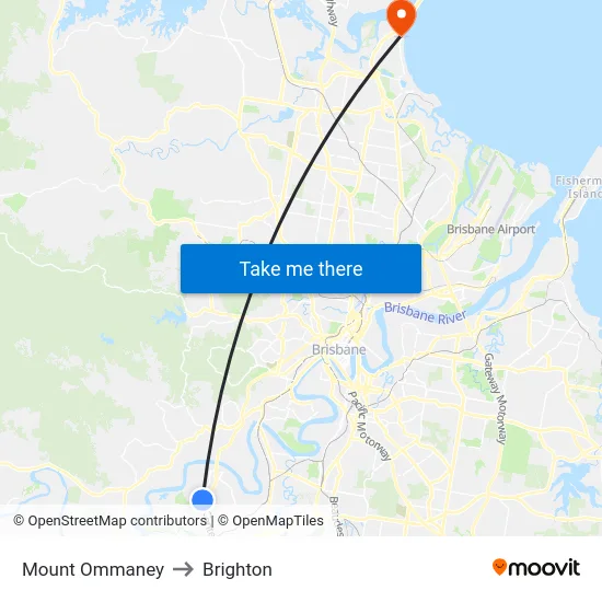 Mount Ommaney to Brighton map
