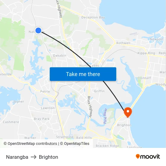 Narangba to Brighton map