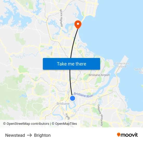 Newstead to Brighton map