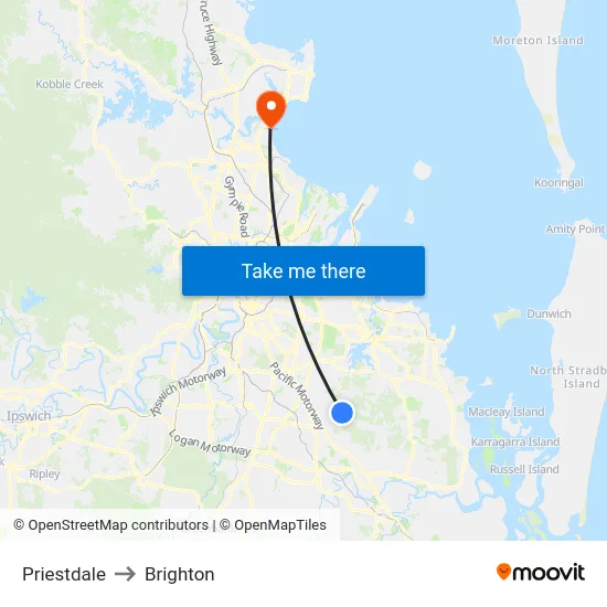 Priestdale to Brighton map