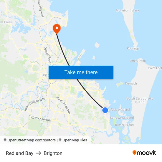 Redland Bay to Brighton map