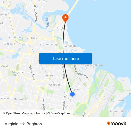 Virginia to Brighton map