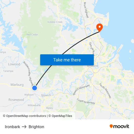 Ironbark to Brighton map